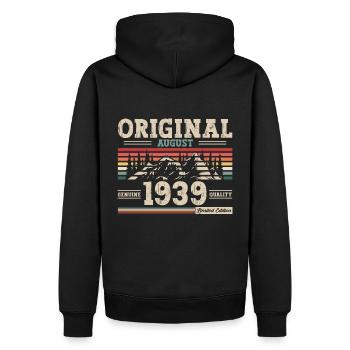 85ème Anniversaire Original Août Millésime 1939 - Sweat à capuche Premium bio Homme - noir - Dos - Nico (187cm)