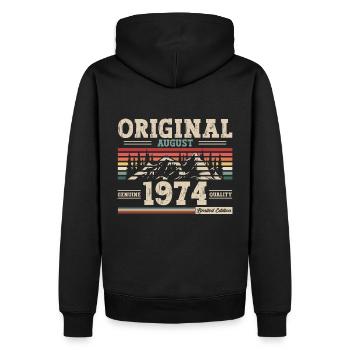 50e anniversaire Original août 1974 Né en 1974 - Sweat à capuche Premium bio Homme - noir - Dos - Nico (187cm)