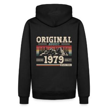 45e anniversaire Original août 1979 Né en 1979 - Sweat à capuche Premium bio Homme - noir - Dos - Nico (187cm)