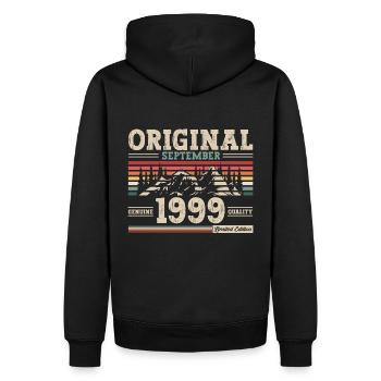 25e anniversaire Original septembre 1999 Volume 99 - Sweat à capuche Premium bio Homme - noir - Dos - Nico (187cm)