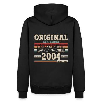 20e anniversaire Original Septembre 2004 Volume 04 - Sweat à capuche Premium bio Homme - noir - Dos - Nico (187cm)