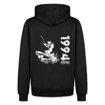 30ème Anniversaire Pêcheur Pêche 1994 Millésime 1994 - Sweat à capuche Premium bio Homme - noir - Dos - Nico (187cm)