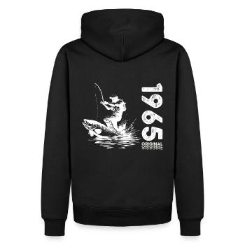 60ème Anniversaire Pêcheur Pêche 1965 Millésime 1965 - Sweat à capuche Premium bio Homme - noir - Dos - Nico (187cm)