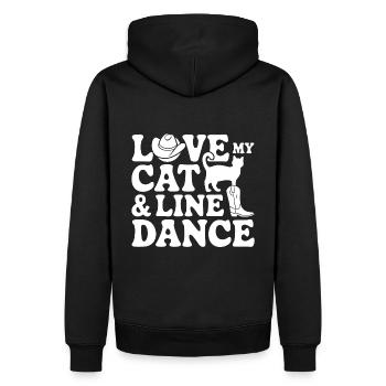 Ich liebe meine Katze und Line Dance - Männer Premium Bio Hoodie - Schwarz - Hinten - Nico (187cm)