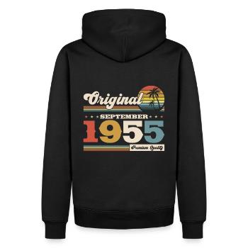 70. Geburtstag Legende September 1955 Jahrgang 55 - Männer Premium Bio Hoodie - Schwarz - Hinten - Nico (187cm)