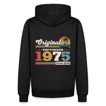 50. Geburtstag Vintage September 1975 Geschenkidee - Männer Premium Bio Hoodie - Schwarz - Hinten - Nico (187cm)