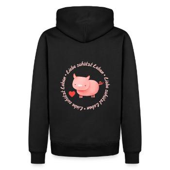 L’amour protège la vie – Cochon - Sweat à capuche Premium bio Homme - noir - Dos - Nico (187cm)