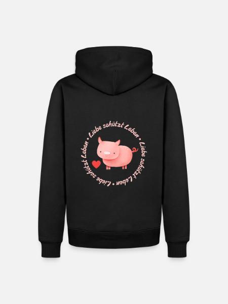 Love Protects Life – Pig - Men’s Premium Organic Hoodie - black