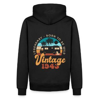 80 Jahre Jubiläum 80 Jahre Jahrgang 1943 - Männer Premium Bio Hoodie - Schwarz - Hinten - Nico (187cm)