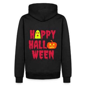 Happy halloween (Geist, Halloweenkürbis) - Männer Premium Bio Hoodie - Schwarz - Hinten - Nico (187cm)