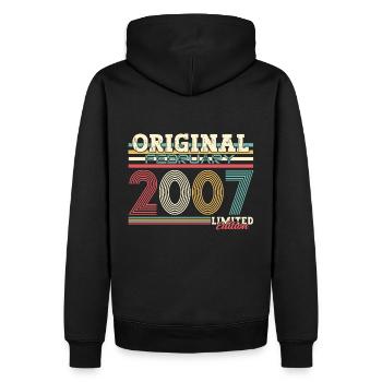 18. Geburtstag Geschenk Mann Original Februar 2007 - Männer Premium Bio Hoodie - Schwarz - Hinten - Nico (187cm)