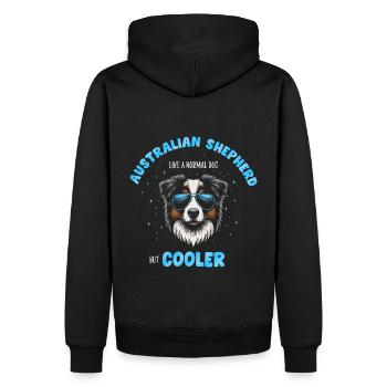 Aussie - comme un chien normal mais turquoise plus cool - Sweat à capuche Premium bio Homme - noir - Dos - Nico (187cm)