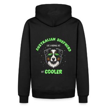 Aussie - comme un chien normal mais vert plus frais - Sweat à capuche Premium bio Homme - noir - Dos - Nico (187cm)