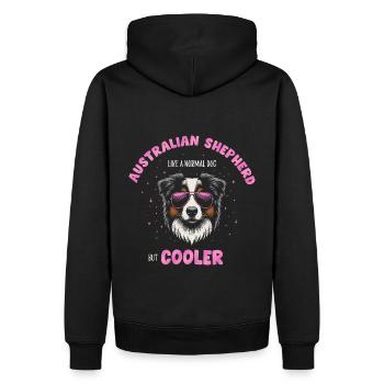 Aussie - comme un chien normal mais rose plus froid - Sweat à capuche Premium bio Homme - noir - Dos - Nico (187cm)