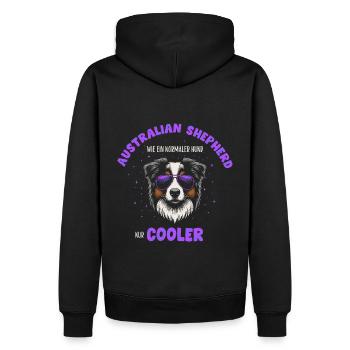 Aussie - comme un chien normal, mais violet plus froid - Sweat à capuche Premium bio Homme - noir - Dos - Nico (187cm)