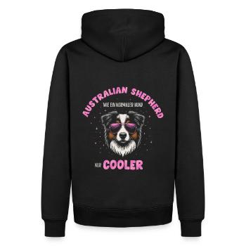 Aussie - comme un chien normal, mais rose plus froid - Sweat à capuche Premium bio Homme - noir - Dos - Nico (187cm)