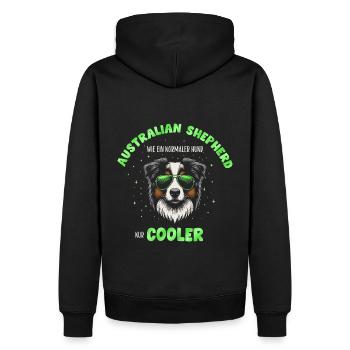 Aussie - comme un chien normal, mais vert plus froid - Sweat à capuche Premium bio Homme - noir - Dos - Nico (187cm)