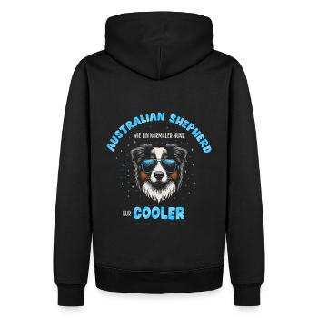 Aussie - like a normal dog only cooler turquoise - Men’s Premium Organic Hoodie - black - Back - Nico (187cm)