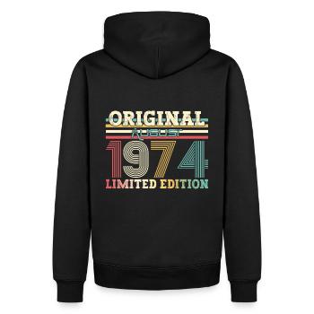 50e anniversaire Original août 1974 Né en 1974 - Sweat à capuche Premium bio Homme - noir - Dos - Nico (187cm)