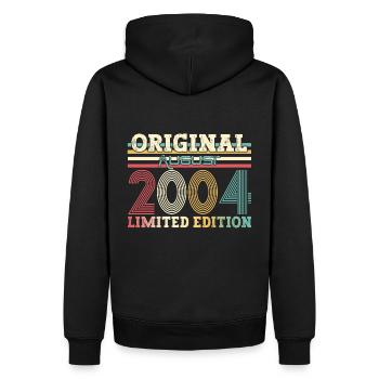 20. Geburtstag Original August 2004 Jahrgang 2004 - Männer Premium Bio Hoodie - Schwarz - Hinten - Nico (187cm)