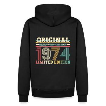 55. Geburtstag Vintage September 1969 Jahrgang 69 - Männer Premium Bio Hoodie - Schwarz - Hinten - Nico (187cm)