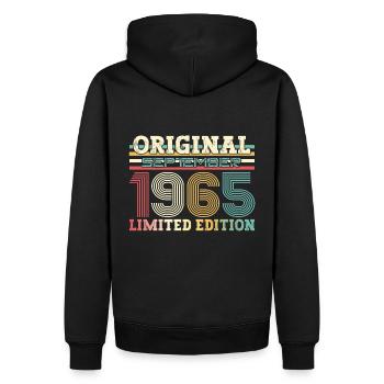 59. Geburtstag Legende September 1965 Jahrgang 65 - Männer Premium Bio Hoodie - Schwarz - Hinten - Nico (187cm)