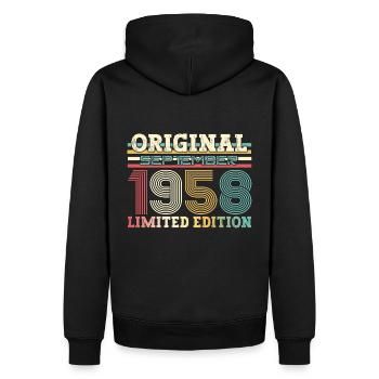 66ème Anniversaire Millésime Septembre 1958 Cru 58 - Sweat à capuche Premium bio Homme - noir - Dos - Nico (187cm)