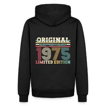 50. Geburtstag Vintage September 1975 Geschenkidee - Männer Premium Bio Hoodie - Schwarz - Hinten - Nico (187cm)