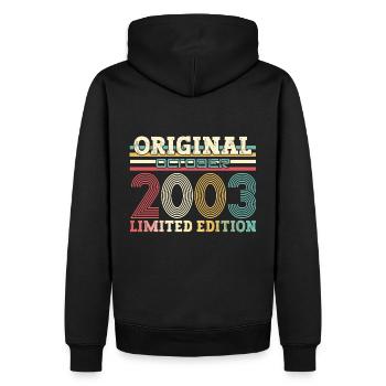 21e anniversaire Original Legend 2003 03 octobre - Sweat à capuche Premium bio Homme - noir - Dos - Nico (187cm)