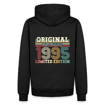 30e anniversaire Original octobre 1995 Volume 95 - Sweat à capuche Premium bio Homme - noir - Dos - Nico (187cm)