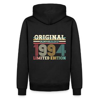 30e anniversaire Original octobre 1994 Volume 94 - Sweat à capuche Premium bio Homme - noir - Dos - Nico (187cm)