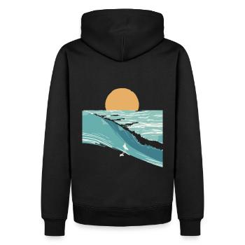 Surfer in den Wellen - Männer Premium Bio Hoodie - Schwarz - Hinten - Nico (187cm)