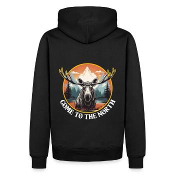 Venez dans le Nord - Cherchez votre aventure - Sweat à capuche Premium bio Homme - noir - Dos - Nico (187cm)