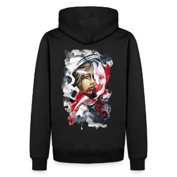 Kosmonaut Portrait Frau by carographic - Männer Premium Bio Hoodie - Schwarz - Hinten - Nico (187cm)