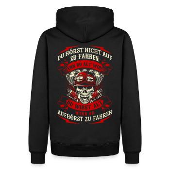 Motorrad fahren aufhören - Männer Premium Bio Hoodie - Schwarz - Hinten - Nico (187cm)