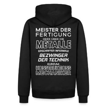 Konstruktionsmechaniker / Konstruktionsmechanik - Männer Premium Bio Hoodie - Schwarz - Hinten - Nico (187cm)