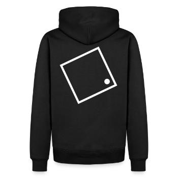 Projekt Ü Logo - Männer Premium Bio Hoodie - Schwarz - Hinten - Nico (187cm)