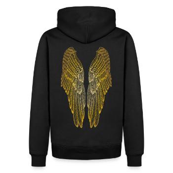 Lange Goldflügel - Männer Premium Bio Hoodie - Schwarz - Hinten - Nico (187cm)