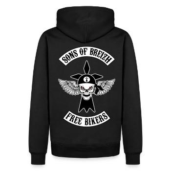 breizh bikers 02 - Sweat à capuche Premium bio Homme - noir - Dos - Nico (187cm)