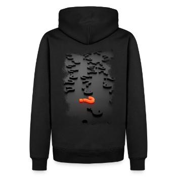 Effet de point d'interrogation de conception 3D - Sweat à capuche Premium bio Homme - noir - Dos - Nico (187cm)