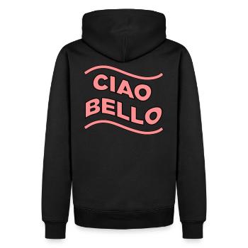 Ciao Bello - Men’s Premium Organic Hoodie - black - Back - Nico (187cm)