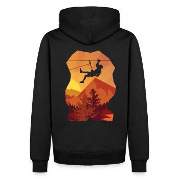 Hängender Kletterer - Männer Premium Bio Hoodie - Schwarz - Hinten - Nico (187cm)