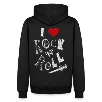 I Love Rock 'n' roll Rockabilly Rock and roll Herz - Männer Premium Bio Hoodie - Schwarz - Hinten - Nico (187cm)
