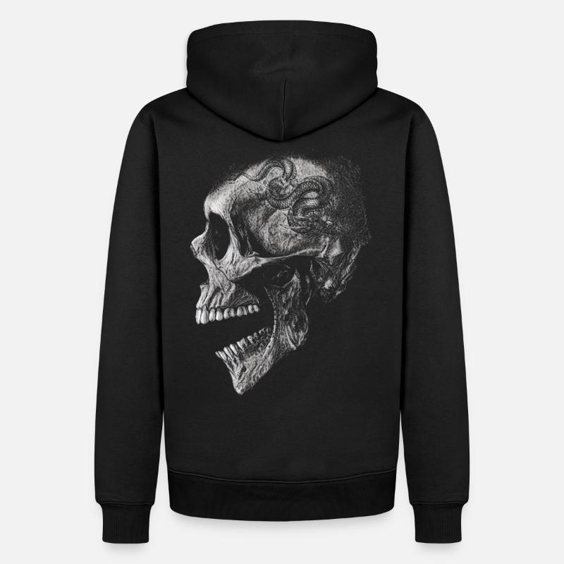 Tête de mort avec dragon - Sweat à capuche Premium bio Homme - noir