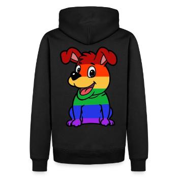 Süßer LGBT Hund Regenbogenfahne Homosexuell Gay - Männer Premium Bio Hoodie - Schwarz - Hinten - Nico (187cm)