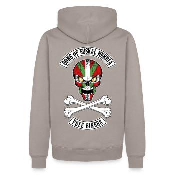 Basque Bikers - Men’s Premium Organic Hoodie - taupe - Back - Nico (187cm)