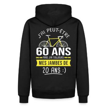 cycliste 60 ans anniversaire 60 ans vélo cyclisme - Sweat à capuche Premium bio Homme - noir - Dos - Nico (187cm)