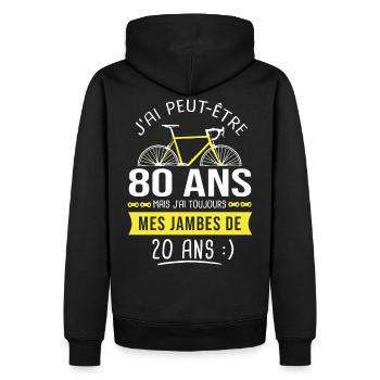 cycliste 80 ans anniversaire 80 ans vélo cyclisme - Sweat à capuche Premium bio Homme - noir - Dos - Nico (187cm)