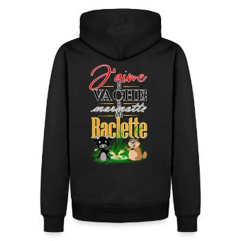 Vache d'herens, marmotte et raclette - Sweat à capuche Premium bio Homme - noir - Dos - Nico (187cm)