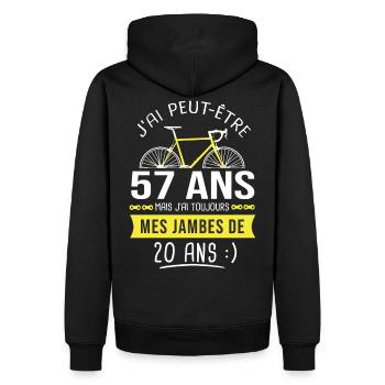 cycliste 57 ans anniversaire 57 ans vélo cyclisme - Sweat à capuche Premium bio Homme - noir - Dos - Nico (187cm)